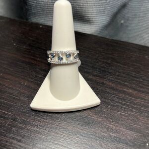 BP Silver Ring with Blue Accents